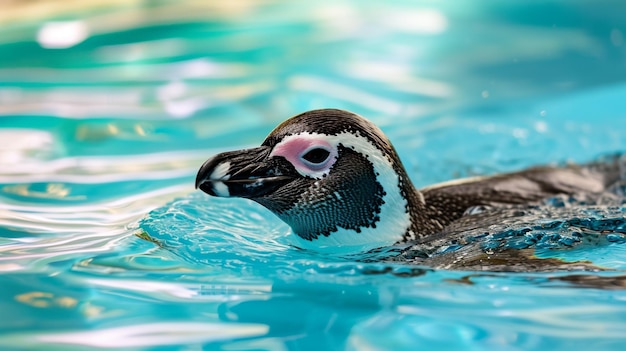 Humboldt-Pinguin schwimmt im Pool Generative Ai