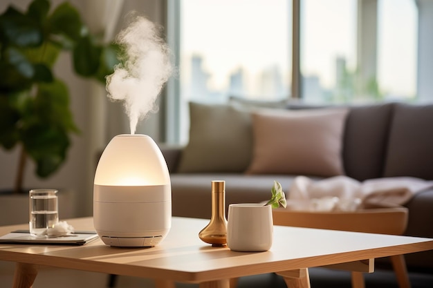 humidificador a vapor na sala de estar