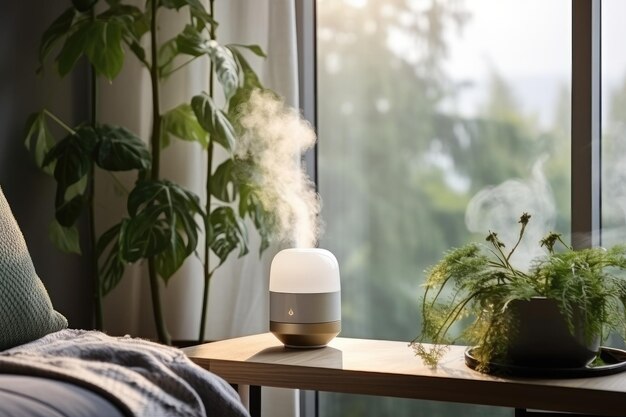 Foto un humidificador blanco para la sala de estar