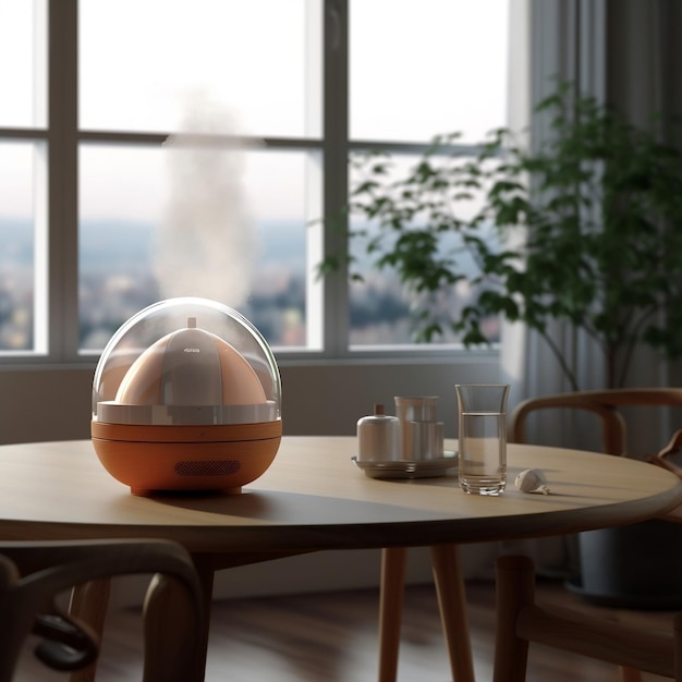 Humidificador de mesa que mejora la IA generativa de humedad interior