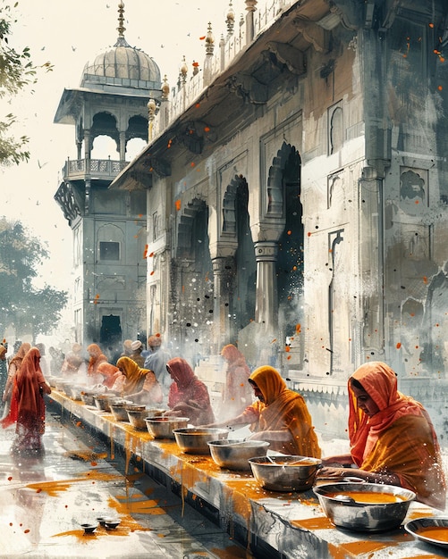 Foto un humilde gurdwara sikh que sirve a langar