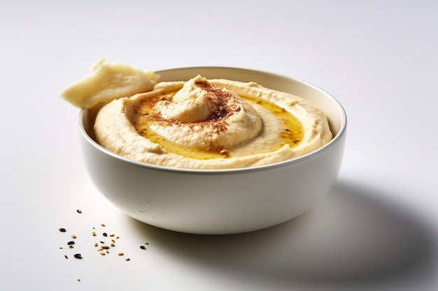 hummus aislado en fondo blanco