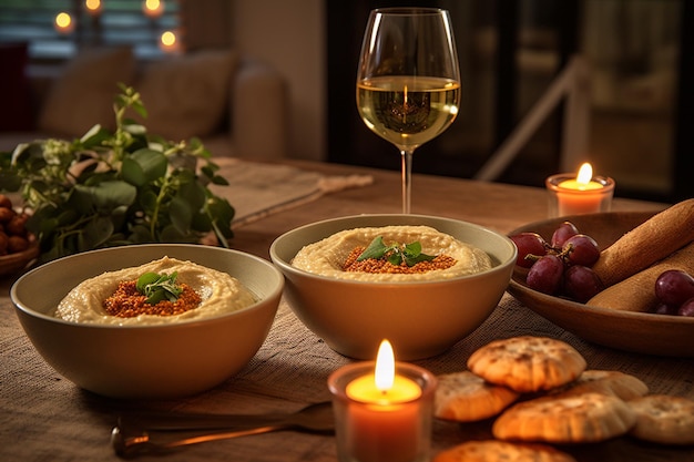 Hummus exibido em uma variedade de contextos culturais destacando sua popularidade global