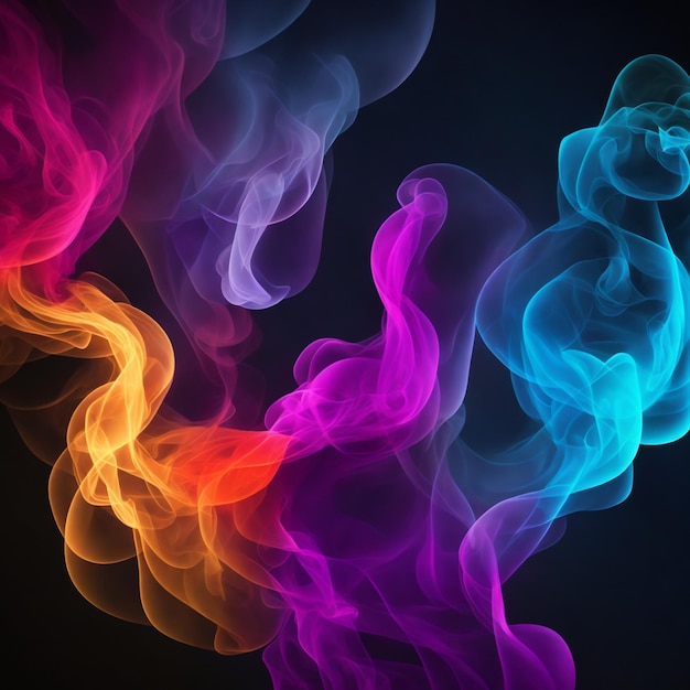 Foto humo abstracto colorido sobre fondo negro