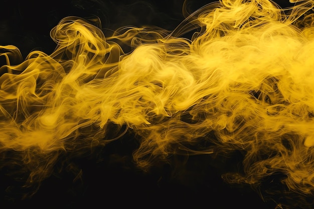 humo amarillo abstracto sobre un fondo negro