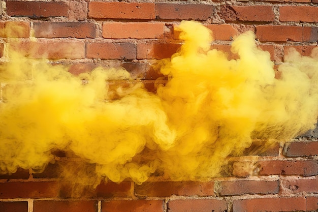 Humo amarillo en una pared de ladrillos