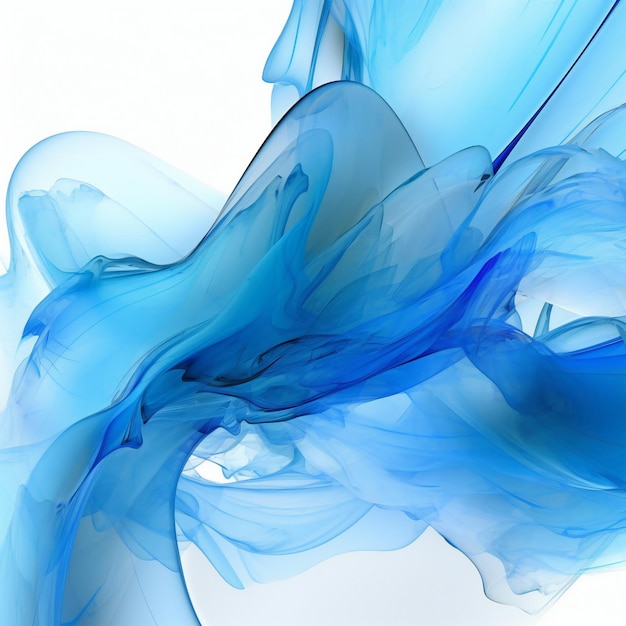 Humo azul abstracto sobre un fondo blanco