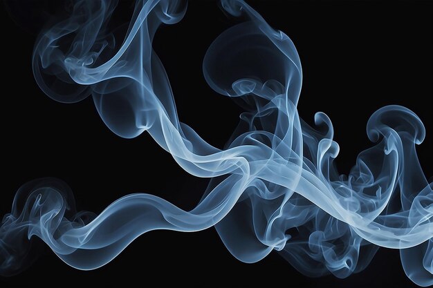 Humo azul aislado en una plantilla de fondo negro para el diseño