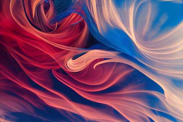 Humo azul amarillo y rojo abstracto sobre fondo oscuro con líneas fluidas papel tapiz colorido mínimo