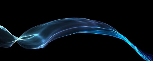 Foto un humo azul se arremolina frente a un fondo negro.