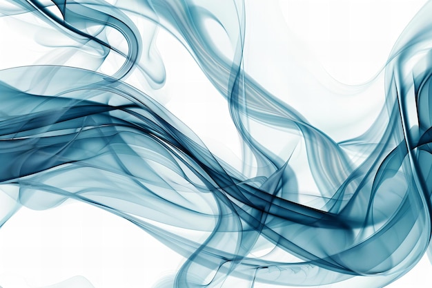 El humo azul gira bailando en el aire contra un fondo blanco en un estilo de arte fluido ar 32 estilo crudo