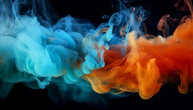 Un humo azul y naranja con humo naranja en el medio.