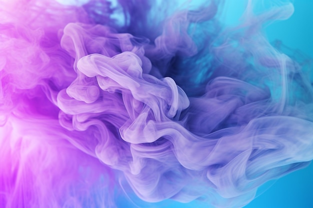 Un humo azul y rosa en un fondo azul y morado.