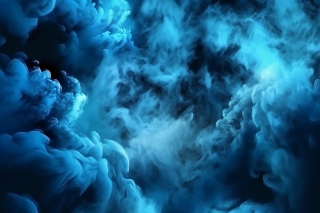 Humo azul sobre fondo negro