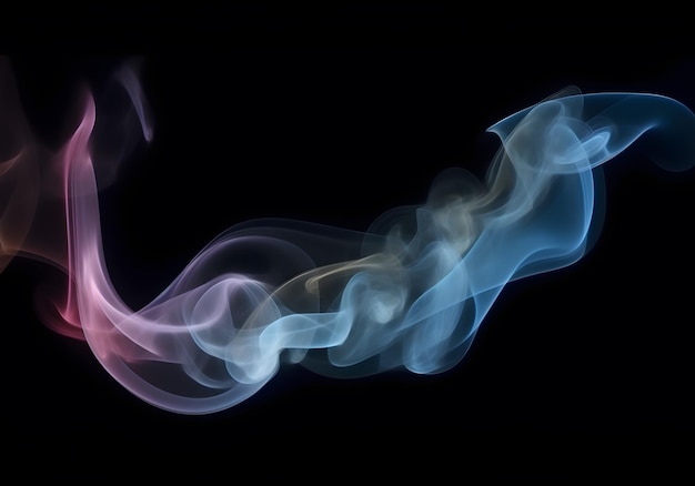 Un humo azul y verde sobre un fondo negro