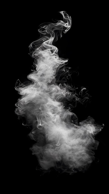 Humo blanco giratorio sobre un fondo negro