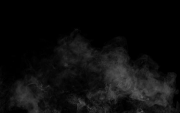 Foto humo blanco con nube de fondo negro