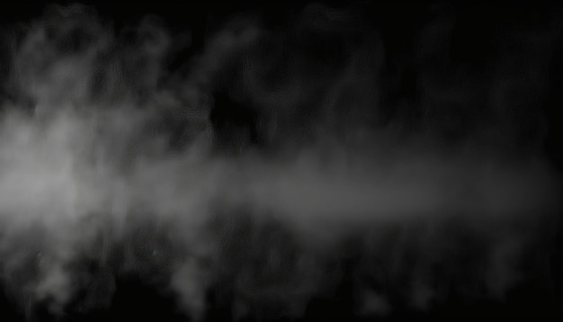 Humo blanco sobre un fondo negro con una gota de agua saliendo