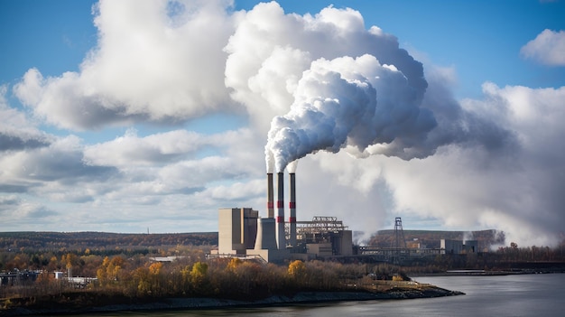 Foto el humo de la central eléctrica de carbón