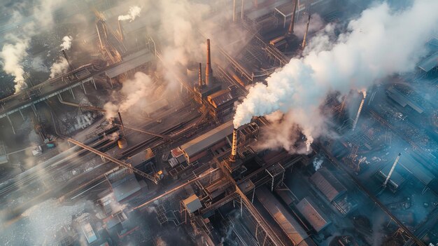 humo de las chimeneas de la fábrica mal entorno