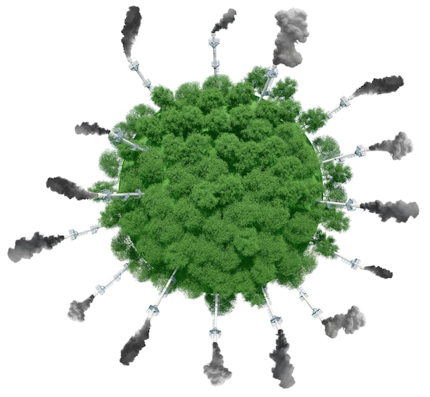 Humo de las chimeneas en el planeta verde