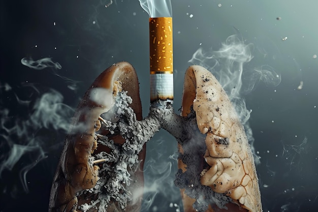 Humo de cigarrillo peligroso que causa daño a los pulmones Enfermedad pulmonar por fumar tabaco