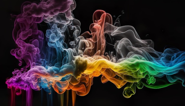 Humo de color abstracto sobre un fondo oscuro fondo de color vape ahumado