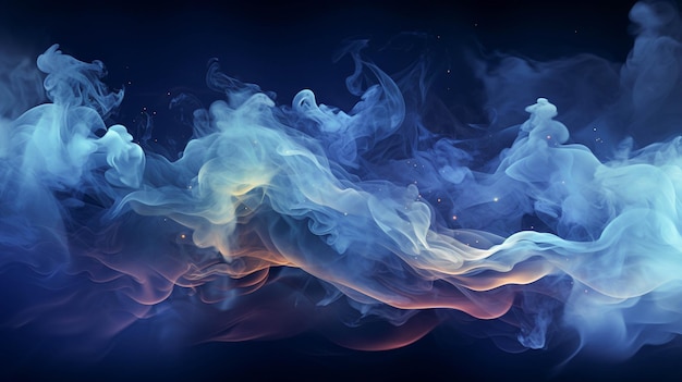 Humo de color azul sobre un fondo azul oscuro