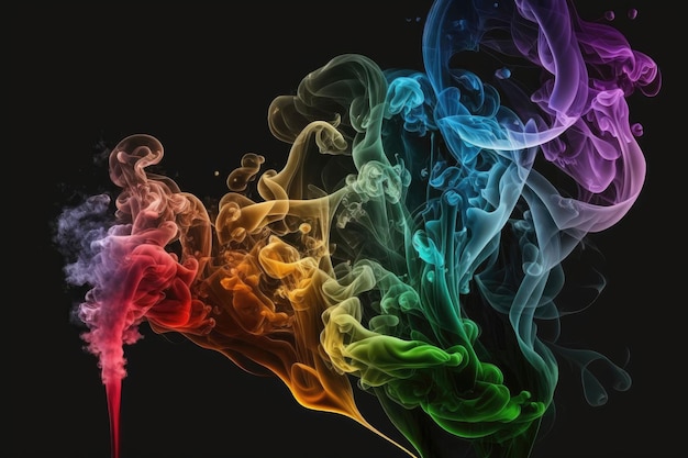 Humo de color frente a un fondo negro generado por IA