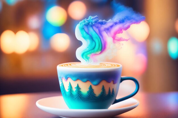 Humo de color de una taza de café