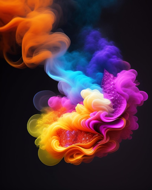 humo de colores de fantasía sobre fondo negro