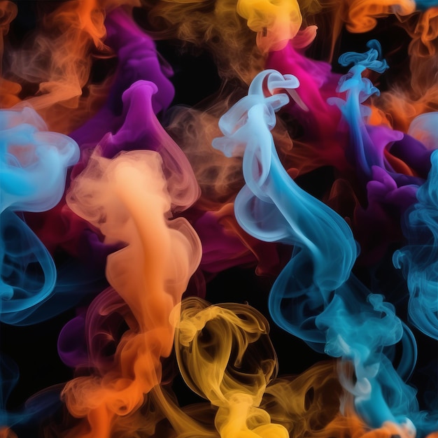 Foto el humo de los colores de la forma de un humo giratorio y multicolor del movimiento de t