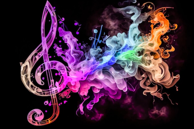 Humo de colores en forma de notas musicales IA generativa IA generativa