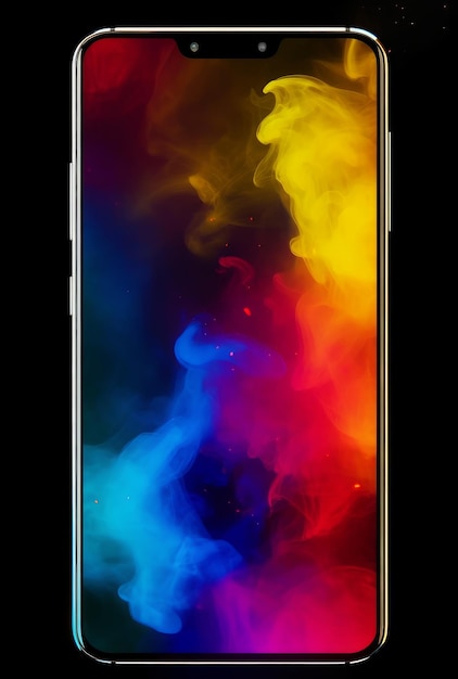 Foto humo de colores en la ia generativa de pantalla móvil