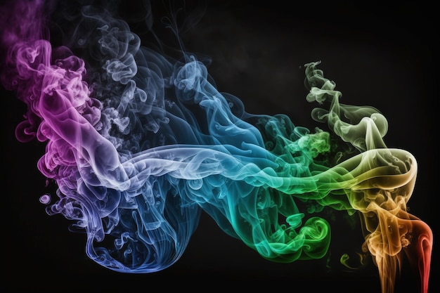 Humo de colores sobre un fondo oscuro