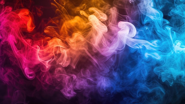 humo colorido sobre fondo oscuro