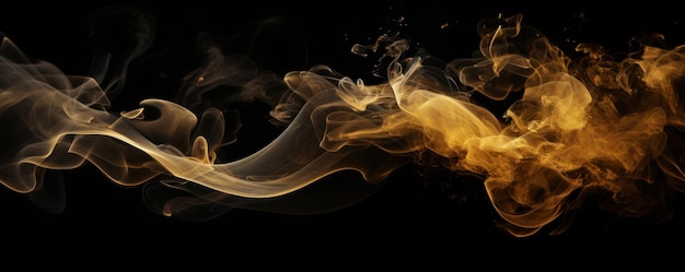 El humo dorado giratorio que viene de la tierra sin fondo telón de fondo negro ar 52 v 52 ID de trabajo 4ab50cb51f3d434786c2c049cc2bf46f