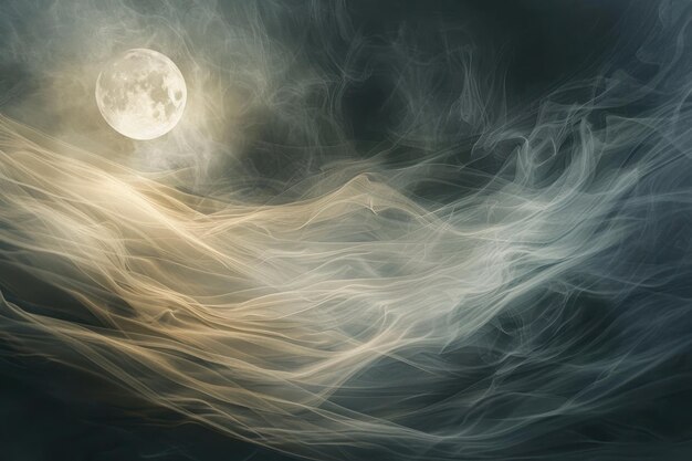 humo en el fondo de la luz de la luna