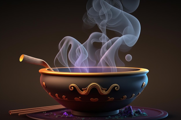 Foto humo del inciensosimulado al humo de la comida caliente