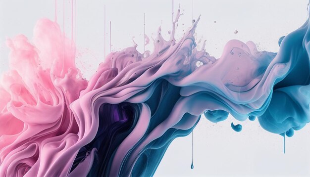 Humo líquido colorido en tinta alchogol vibrante en agua fondo abstracto blanco IA generativa