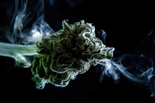 Foto en el humo de la marihuana en un negro