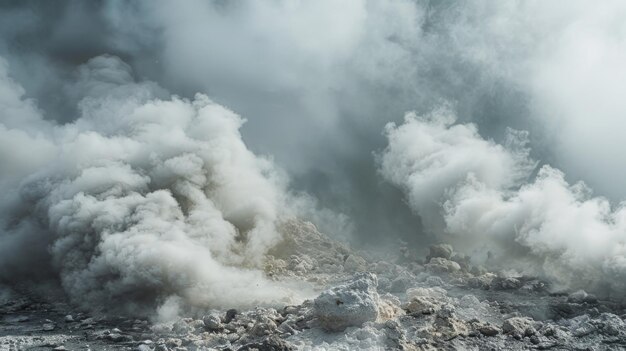 El humo masivo sale del suelo