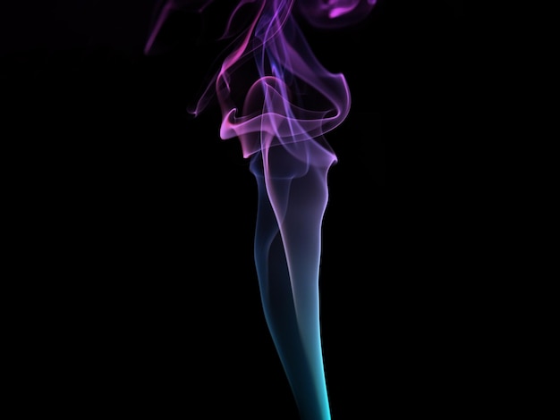 Humo multicolor para la relajación de la aromaterapia sobre fondo negro hermosas bocanadas de humo arremolinadas