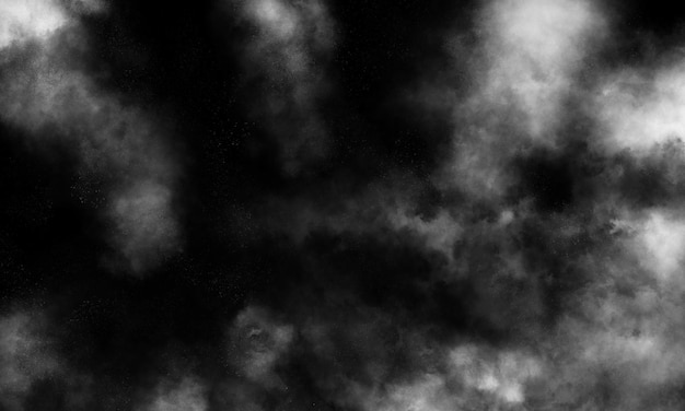 humo en una nube negra sobre fondo negro abstracto en blanco y negro