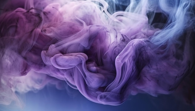 Un humo púrpura flota en un fondo azul.