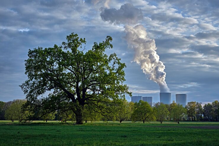 Foto el humo que emite de la chimenea en el campo contra el cielo