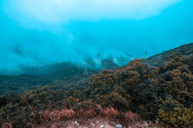 Foto humo que emite de la montaña volcánica