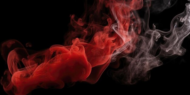 humo rojo y blanco en un fondo negro IA generativa