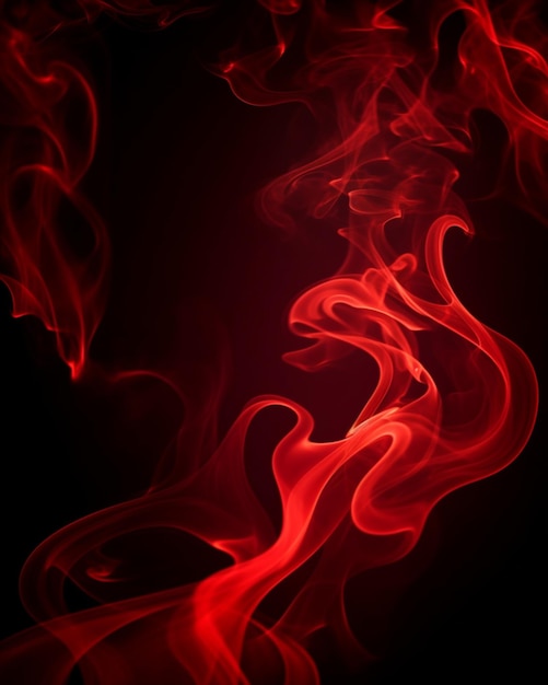 El humo rojo se eleva sobre un fondo negro
