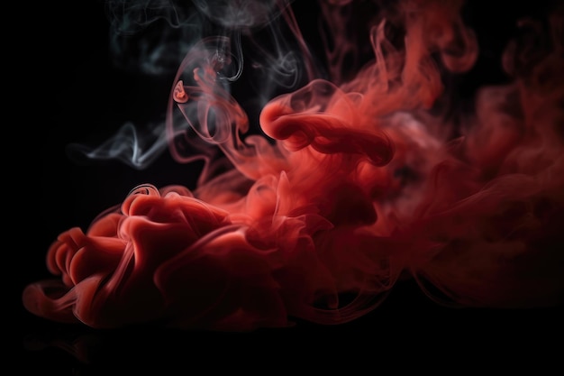 Humo rojo en un fondo oscuro con un fondo negro